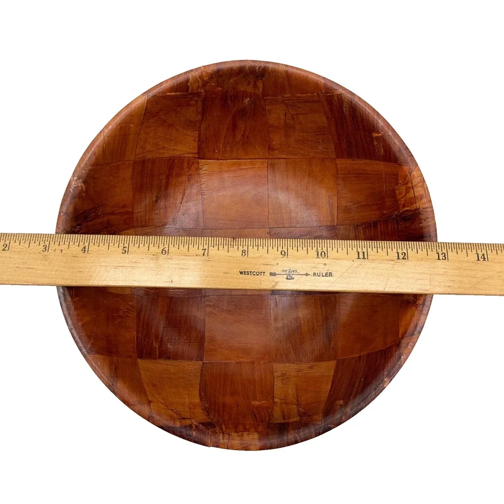 Woven Wood Salad Fruit Rustic Bread Bowl Serving Dish 9.75